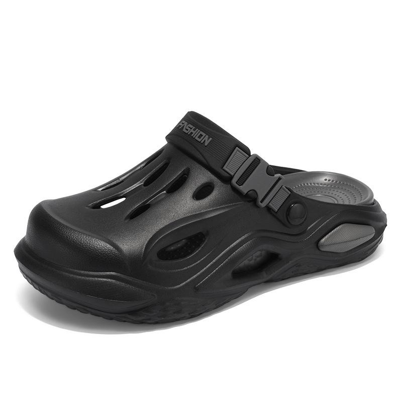 

Однотонные мужские клоги с закрытым носком на толстой подошве для улицы и пляжа 41/42 черный серый