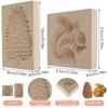 2 Pieces 3D Cookie Stamp Mold Wooden Cookie Cutter Squirrel And Pine Cone Shaped Cookie Mold Reusable Christmas Baking Mold