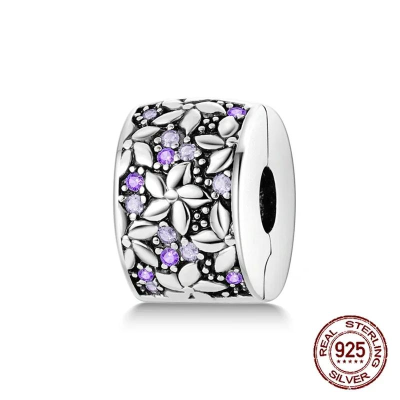 S925 Silver Butterfly Sparkling Flower Iris Tulip Lavender Sunflower Beads Fit Original  Bracelet DIY Bead Women Jewelry
