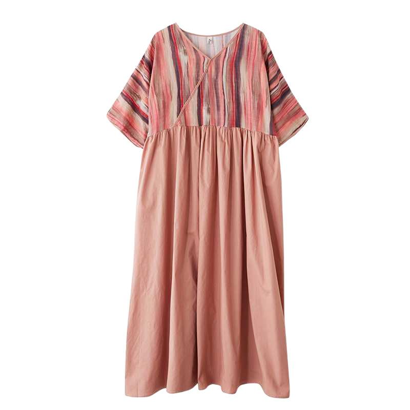 Robe d'été à col en V Grande taille Robe longue