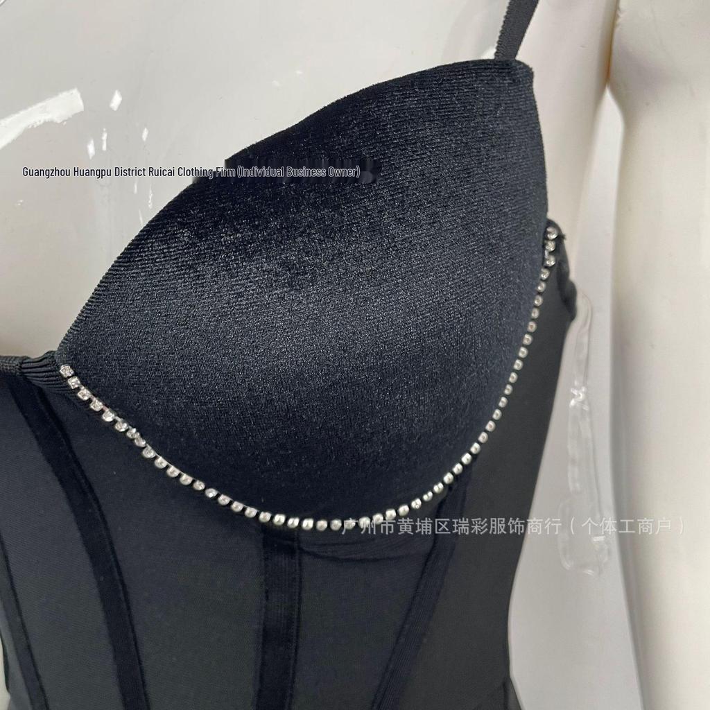 Europäisch-amerikanischer Stil Sexy Tief ausgeschnittenes Bandagen-Abendkleid mit Strasssteinen