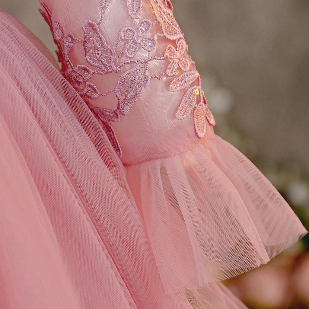 Wedding Flower Girls Dress Toddler Baptism 1st Birthday Dress Baby Girl Clothes Princess Wedding Lace Party Kids Costume T6035