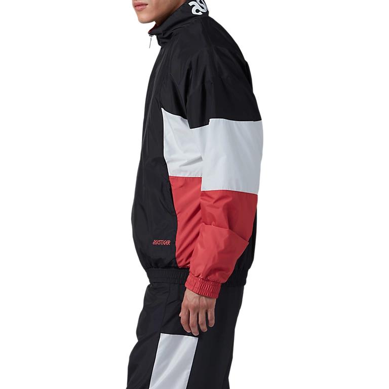 ASICS Jackets Men's Black/White/Red Stand Collar Moderate Other 2191A078-001