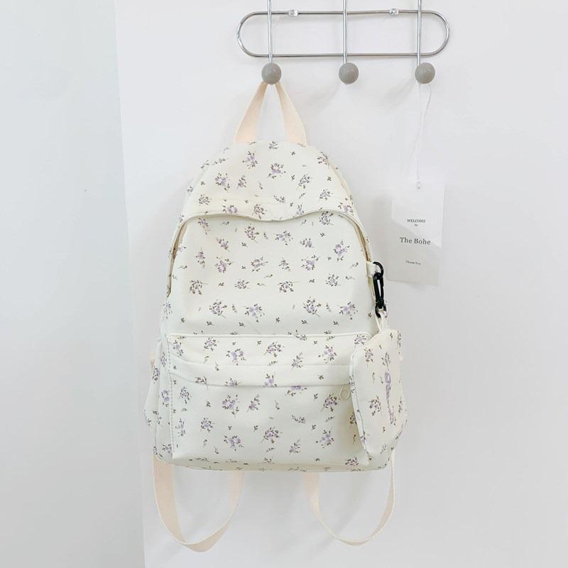 Small fresh printed schoolbag female college style new girl backpack travel backpack female