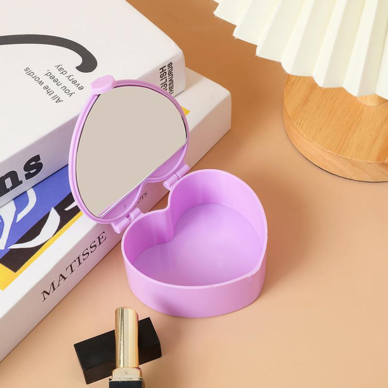 

Шкатулка для украшений в форме сердца, розовая шкатулка для хранения украшений в форме сердца для девочек, настольная шкатулка для хранения украшений в студенческом общежитии, двойное зеркало, органайзер для макияжа фиолетовый