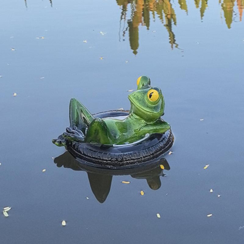 Floating Frogs For Ponds, Cute Frog Statues Pond Floating Decoration For Garden Outdoor, Resin Miniature Frog Statue