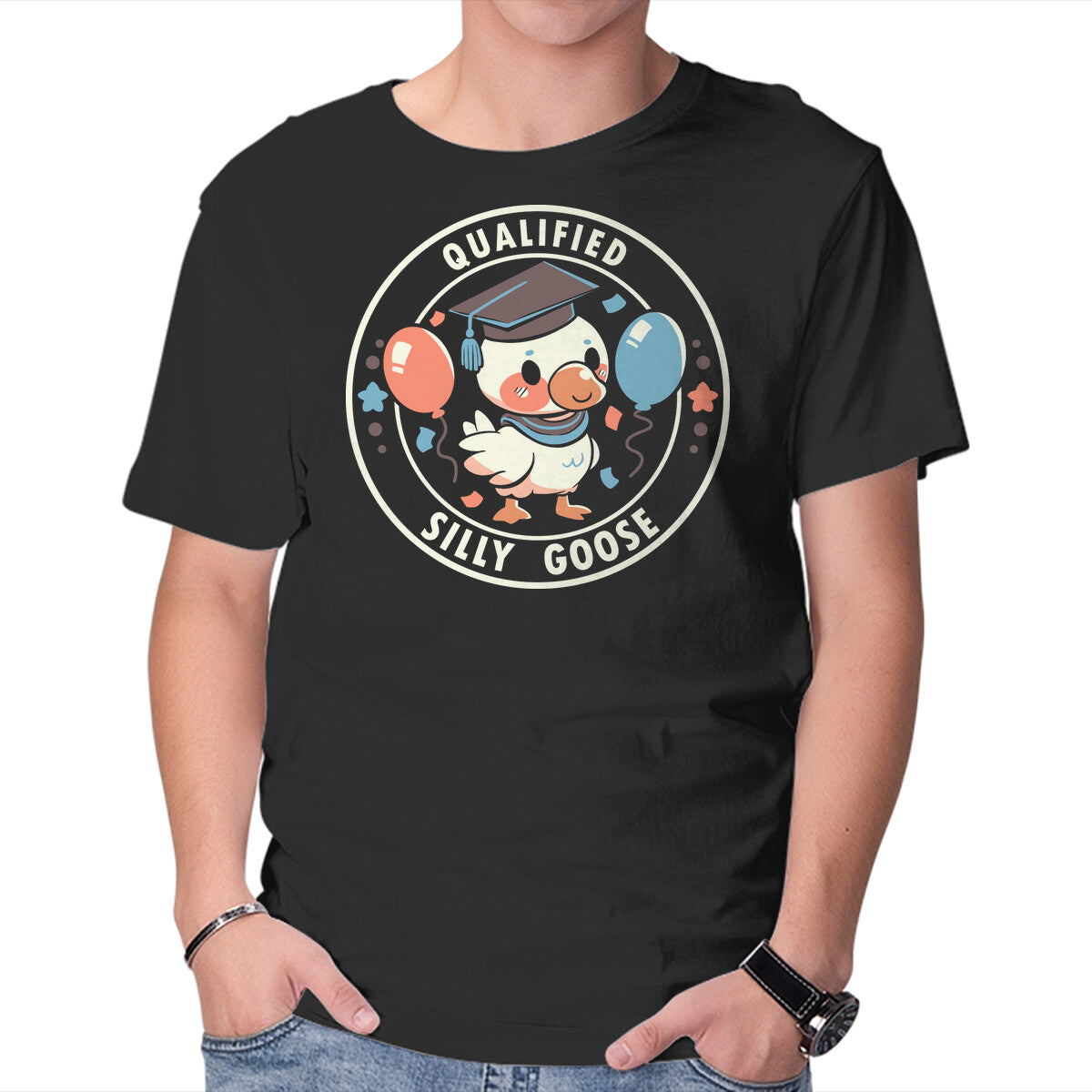 Unisex Crew Neck T-Shirt Qualified Silly Goose Graphic Short Sleeve Casual Tee S