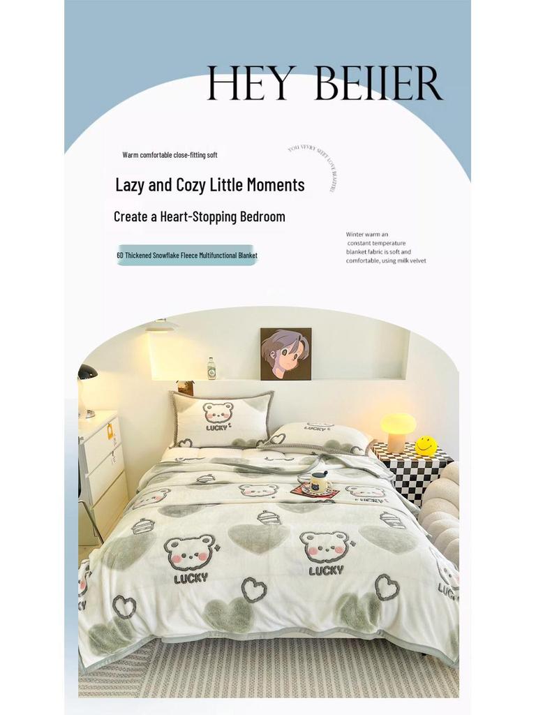 Hópelyhes Korallgyapjú Flanel Takaró - Megvastagított, Meleg Irodai Szundikáló Takaró