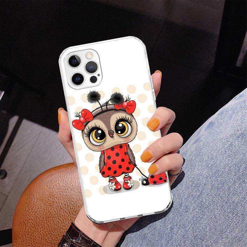 Cute Owl Hearts Lover Phnoe Case for Iphone 17 Air 16 11 12 13 Mini 14 Plus 15 Pro Max 7 8E SE 2020 16ProMax Phone Cover Coque 1