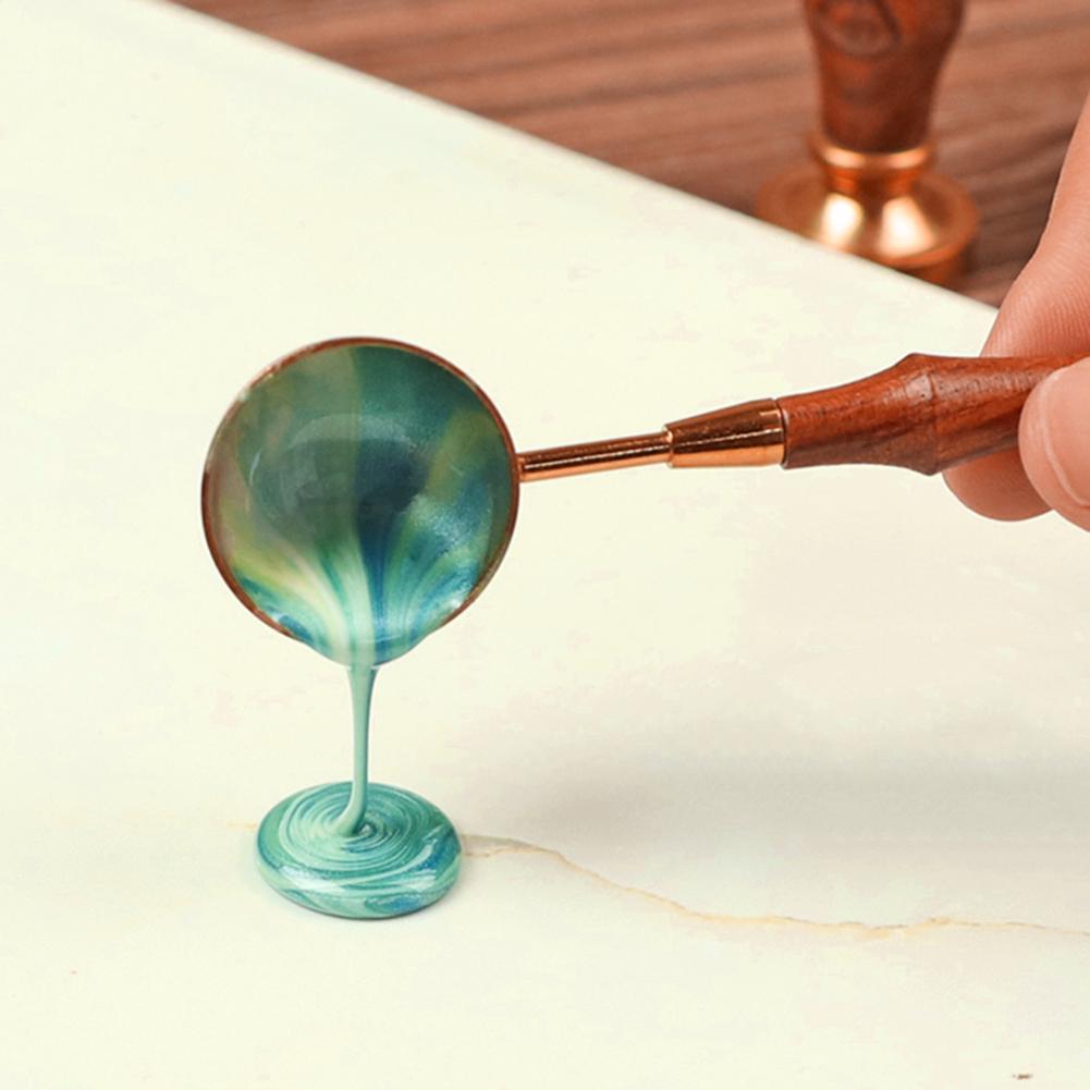 Wax Sealing Melting Spoon Scrapbooking Photo Retro DIY Mental Handmade Wooden Handle Spoon for Wax Seal Stamp Craft