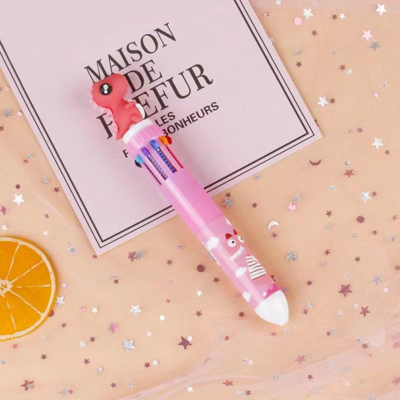 Ten-color Ballpoint Pen Girl Heart Cartoon Press Multi-color Pen Multi-function Color Handbook Pen Creative Cute Pen