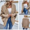 BITCED Autumn/Winter Women's Knitwear Solid-Colour Batwing-Sleeve Cardigan