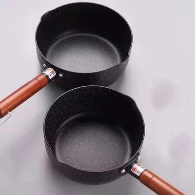 Multifunction Iron Omelette Pan Non-stick with Wooden Handle Fried Egg Saucepan Wheat Stone Stockpot Kitchen Supplies
