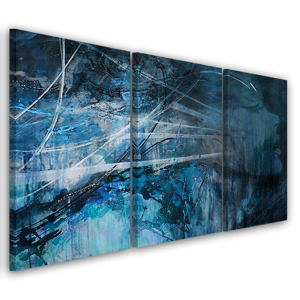 Třídílný obraz na plátně Female Blue