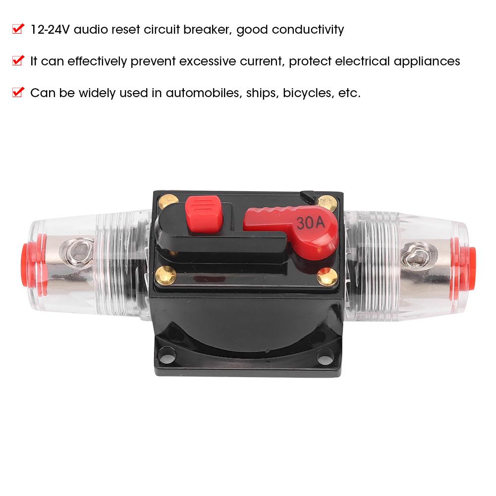 Auto LKW Audio Verstärker Rücksetzbarer Sicherungsautomat Sicherungshalter Autozubehör DC 1224V30A