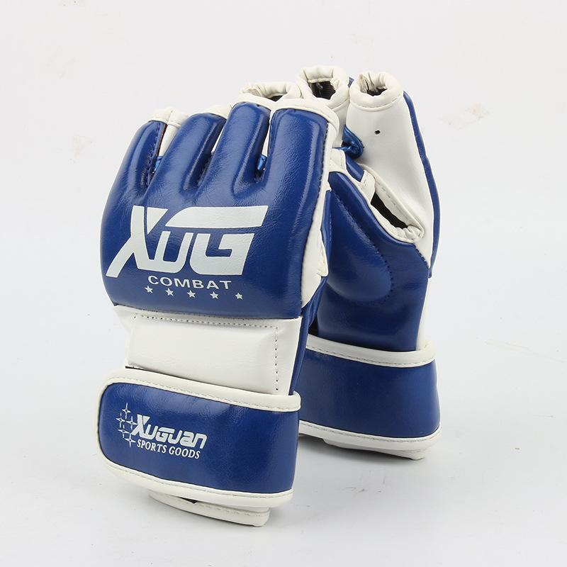 Боевые перчатки для тхэквондо + боевые боксерские перчатки для взрослых + тренировочные перчатки для саньда и фитнеса + боксерские перчатки для ММА L 60-75 kg синий/белый