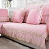 European Style Large Skirt Sofa Mat Four Seasons Short Plush Anti Slip Sofa Cover Simple Lace Solid Color Backrest Towel