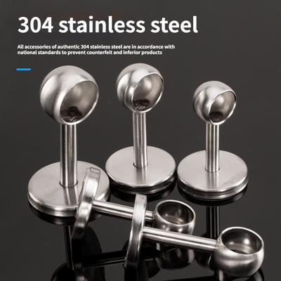 Wardrobe Hanging Pole Holder Stainless Steel Pipe Holder Fixing Bracket Flange Holder Round Head Towel Rod Accessory