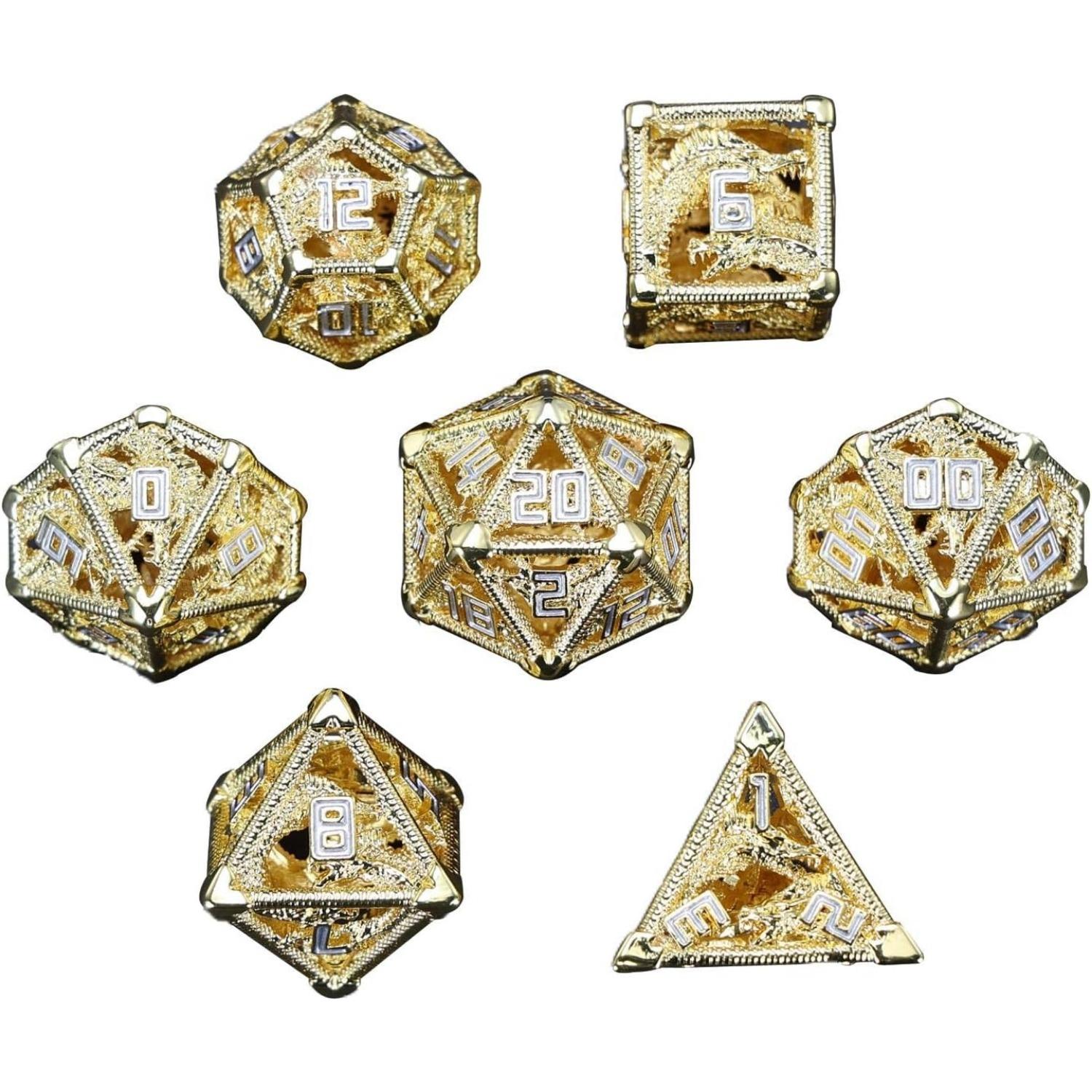 

D4 D6 D8 D10 D12 D20 ролевая игра в кости металлические многогранные игральные кости аксессуары ролевые кости для настольных игр DND золотой