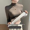 Women's H393 High Neck Warm Slimming Long Sleeve Top - Autumn/Winter Solid Color Versatile Mid-Neck Base Layer Shirt.