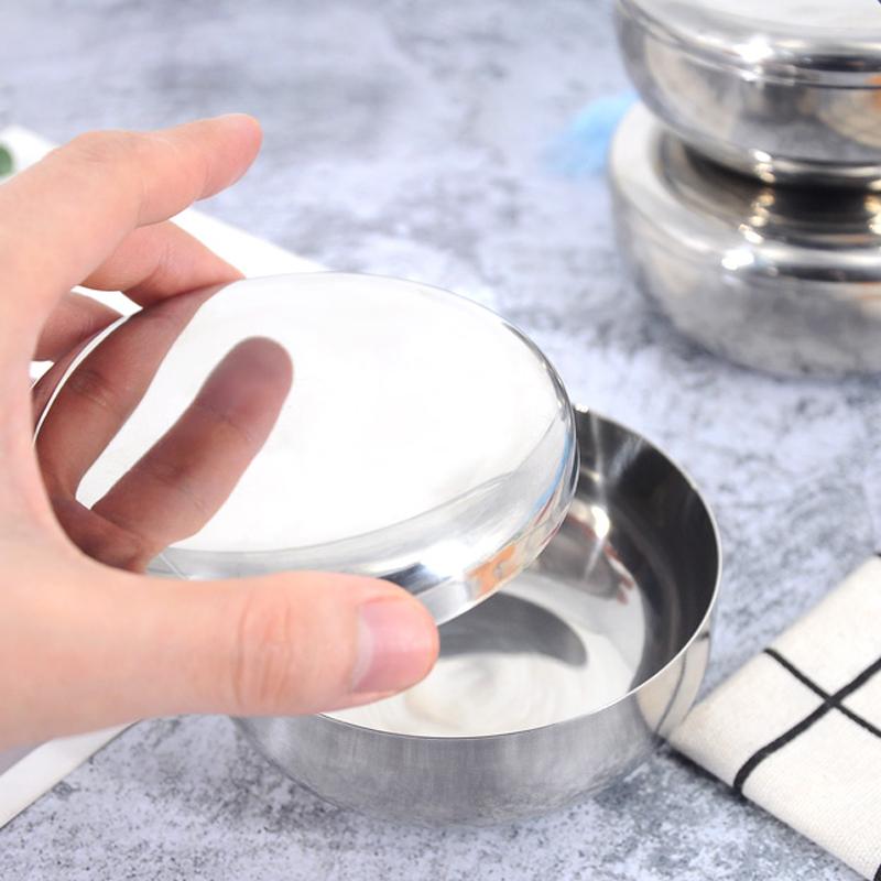 Stainless Steel Bowl Korean Big Cooked Rice Bowl With Cover Single Layer Steamed Rice Bowl Child Anti-Scalding/fall Tableware