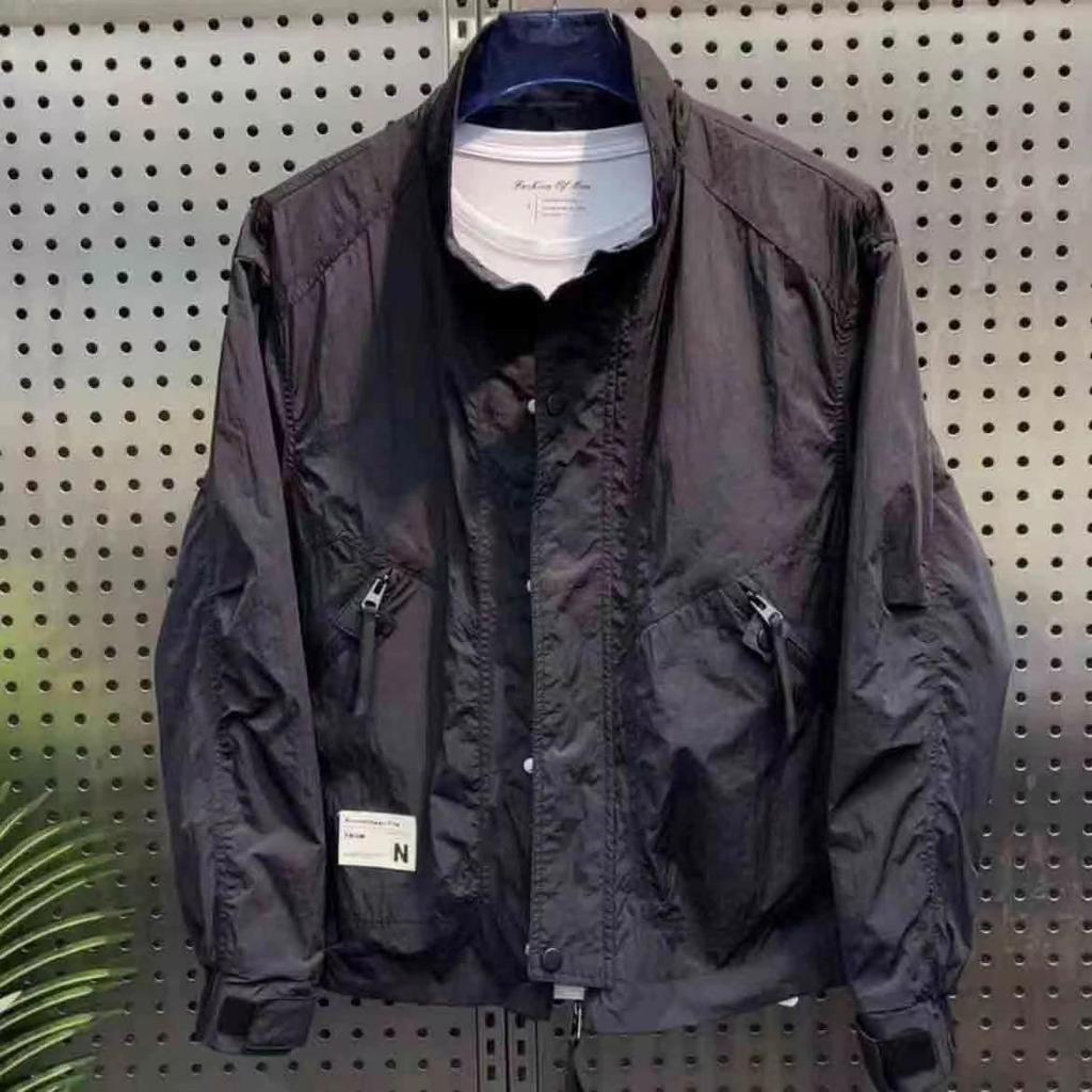 Men's Spring/Summer Breathable Stand-Up Collar Jacket - Casual Loose Trendy Zip-Up Outerwear