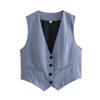 Dames Retro Ensfarget Godterifarge V-hals Kort Dressvest