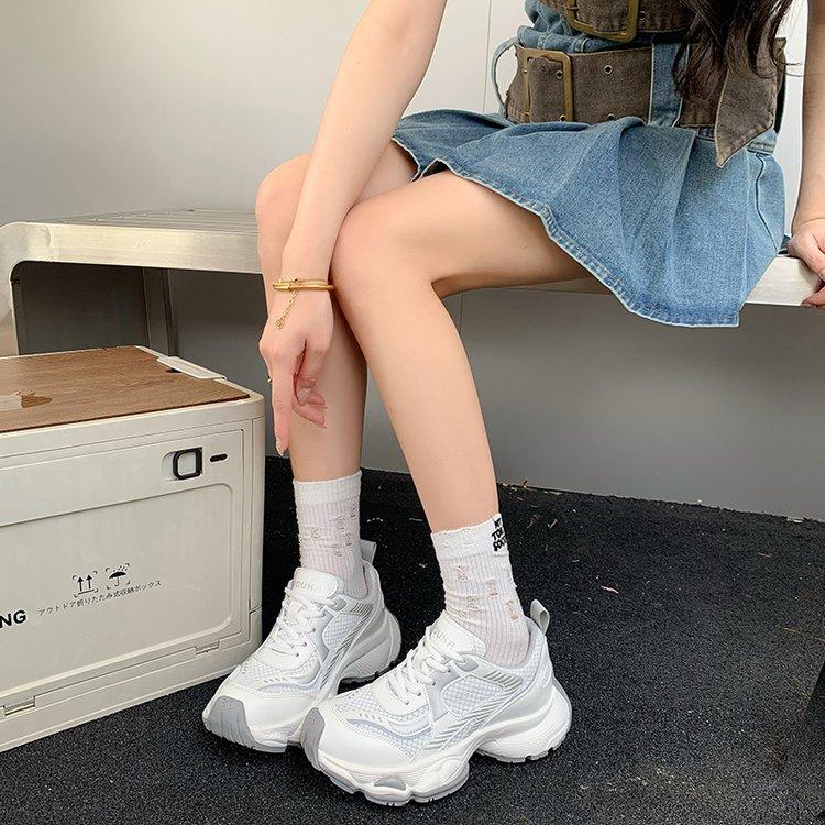 Temperament Platform Dad Shoes Women 2025 New Summer Mesh Breathable Casual Sports Shoes Versatile Commuter Shoes