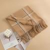 Winter New Plaid Scarf Printed Tassel Imitation Cashmere Scarf Fashionable Sweet Shawl Mid Length Thick Warm Scarf