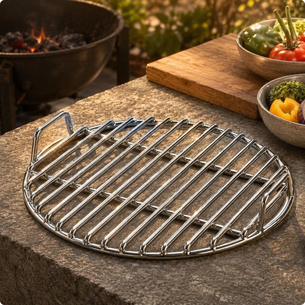 Stainless Steel Grill Grate Straight-Bar Circular Grill Grate Polished Finish Stainless Steel Grilling Rack