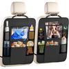 2 Pack Car Backseat Organizer With Touch Screen Tablet Holder,6 Storage Pockets Protectors Kick Mats,Car Back Seat Cover Protector Travel Accessories
