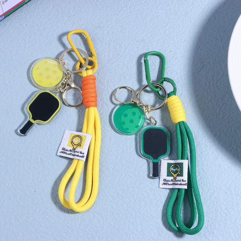 Chaveiro Criativo de Raquete de Pickleball de Metal Chaveiros de Bola Oca Colorida Pingente de Sacola de Festa para Fãs de Dink Ball