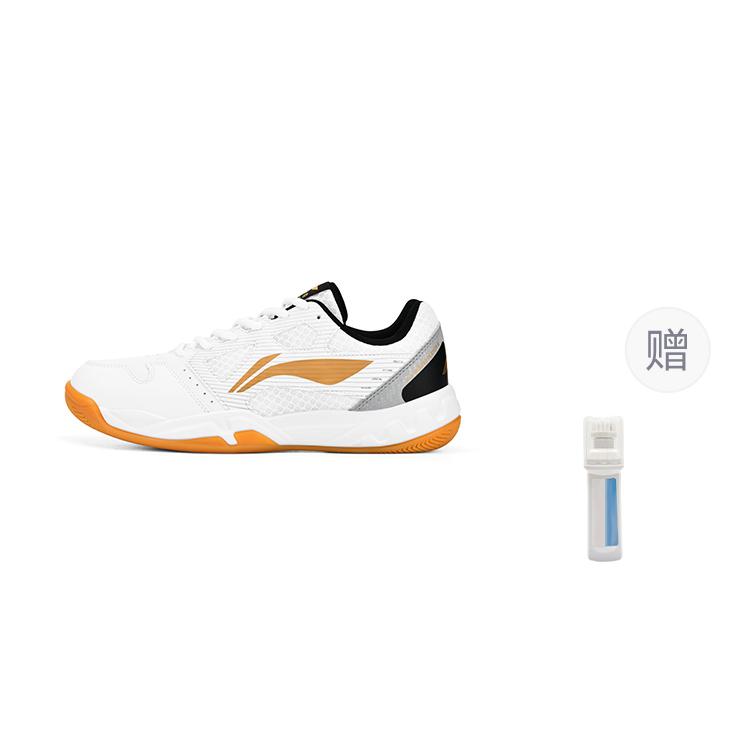 Li Ning Light Feather Abrasion Resistant Breathable Low Top Badminton Shoes Unisex White Gold AYTT023-1