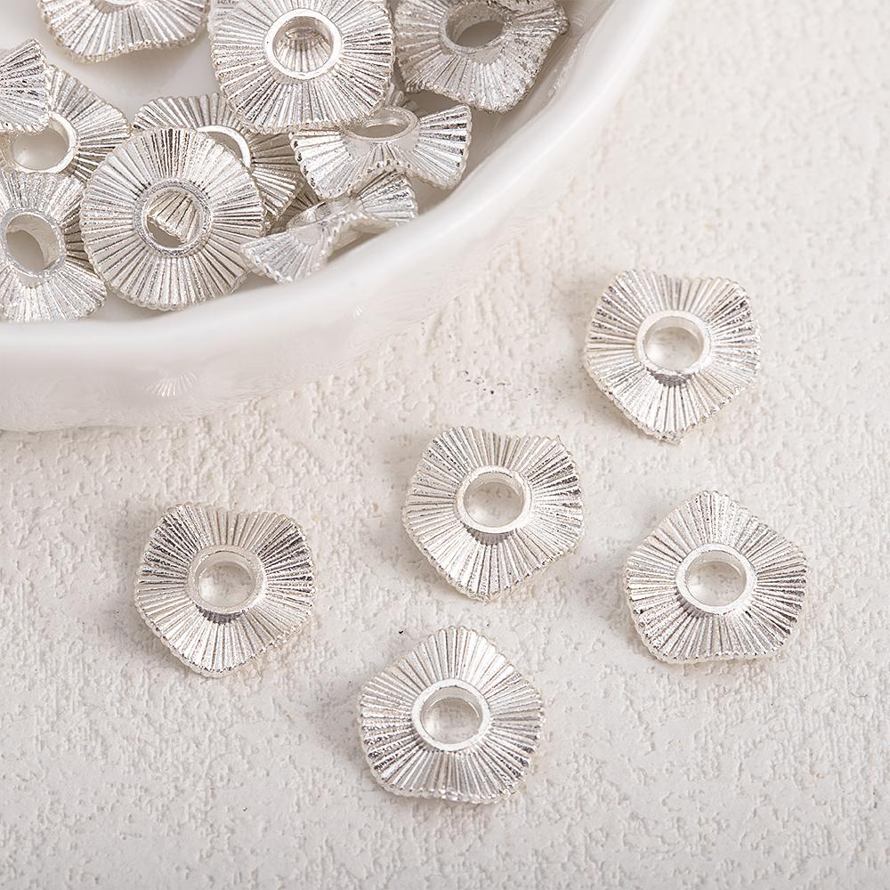 

50Pcs Metal Silver Color Striped Spacer Beads Flat Round Wave Beads Dia.6 8 10mm Necklace Earrings Bracelets Jewelry Accessories 6mm 50pcs