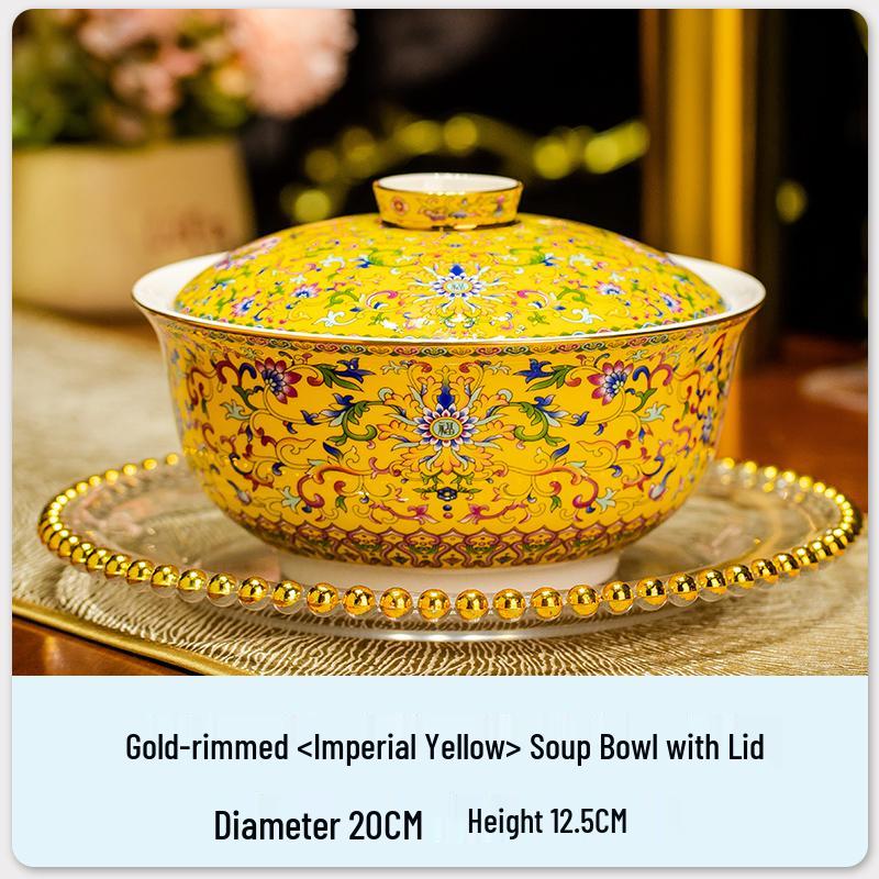 Ceramic Chinese Style Rice and Noodle Bowl Set with Enamel Color