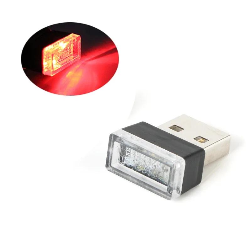 Car Mini USB LED Atmosphere Lights Decorative Lamp Blue and Red Purple White Interior Light PC Portable Plug