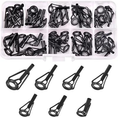 48Pcs Fishing Rod Tip Guides Repair Kit Stainless Steel Frames Ceramic Ring for Spinning Casting Saltwater Freshwater Fishing