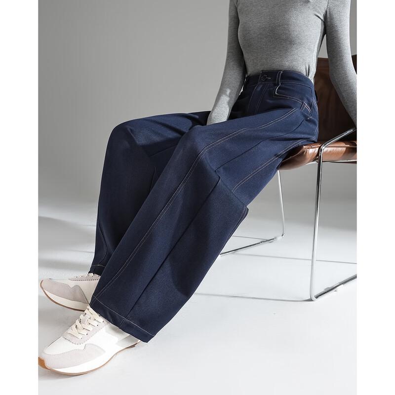 Demana Women s Elastic Faux Denim Wide-Leg Pants S