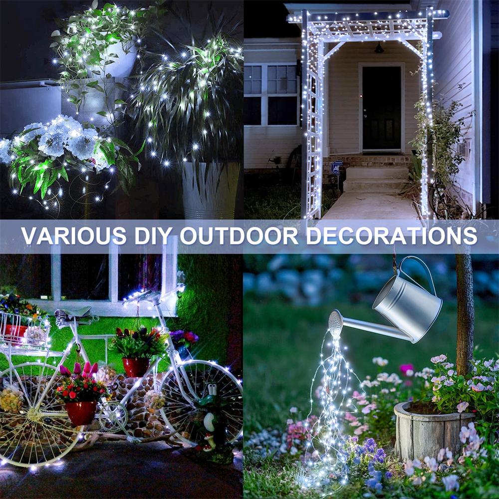 1Pack, 5M/10M/20M/30M LED Solar Outdoor Fairy String Lights With 8 Modes For Wedding, Party, Balcony, Patio, Eave, Tree, Garden, Christmas Decoration
