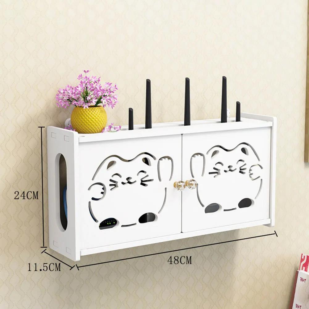 Wall Mounted Shelf Wireless Router Rack 1x 3 Style Hanging Plastic White Organization Room Storage Replacement