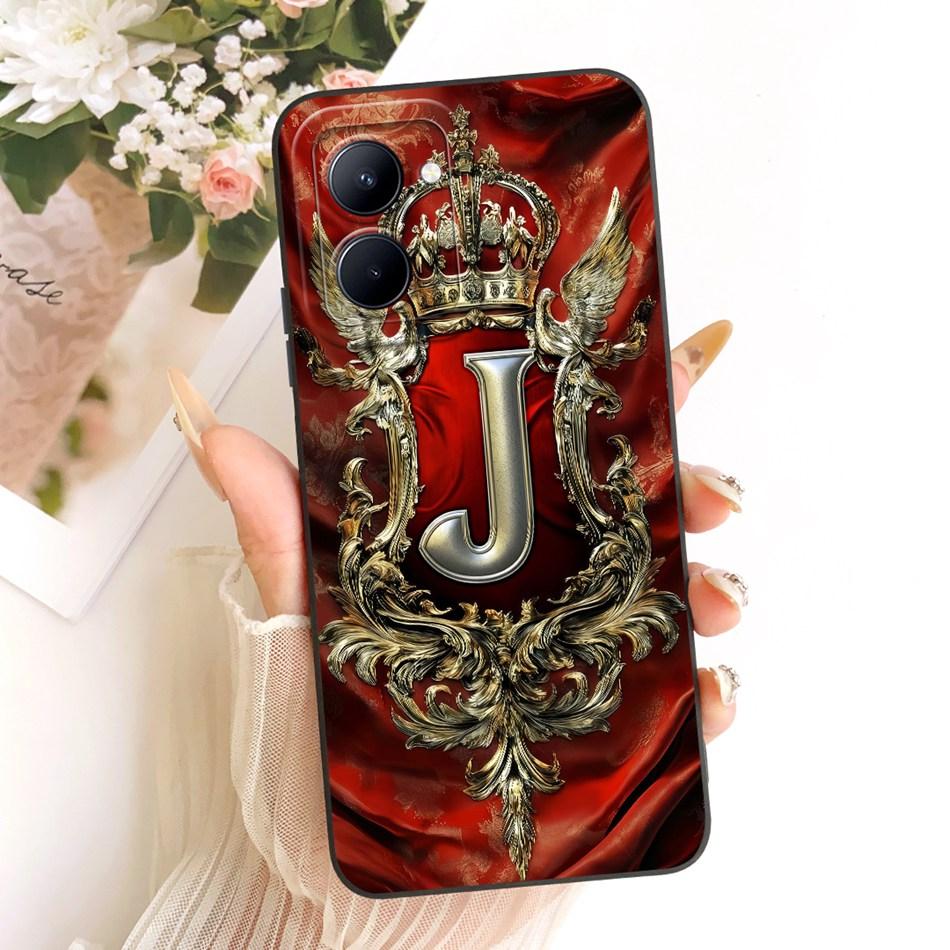 For Realme 10 RMX3630 Feather Crown Initial Letter Phone Case For Realme10 4G Soft Silicone Covers Bumpers