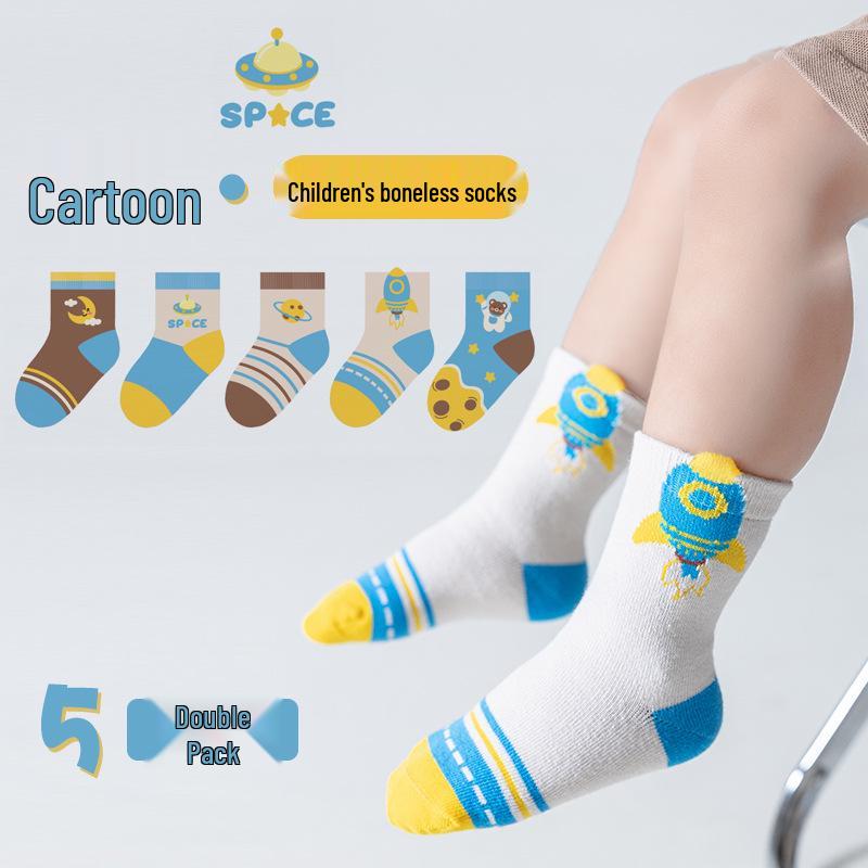 Children's Summer Breathable Mesh Mid-Calf Socks - Trendy Stripe Design for Boys and Girls