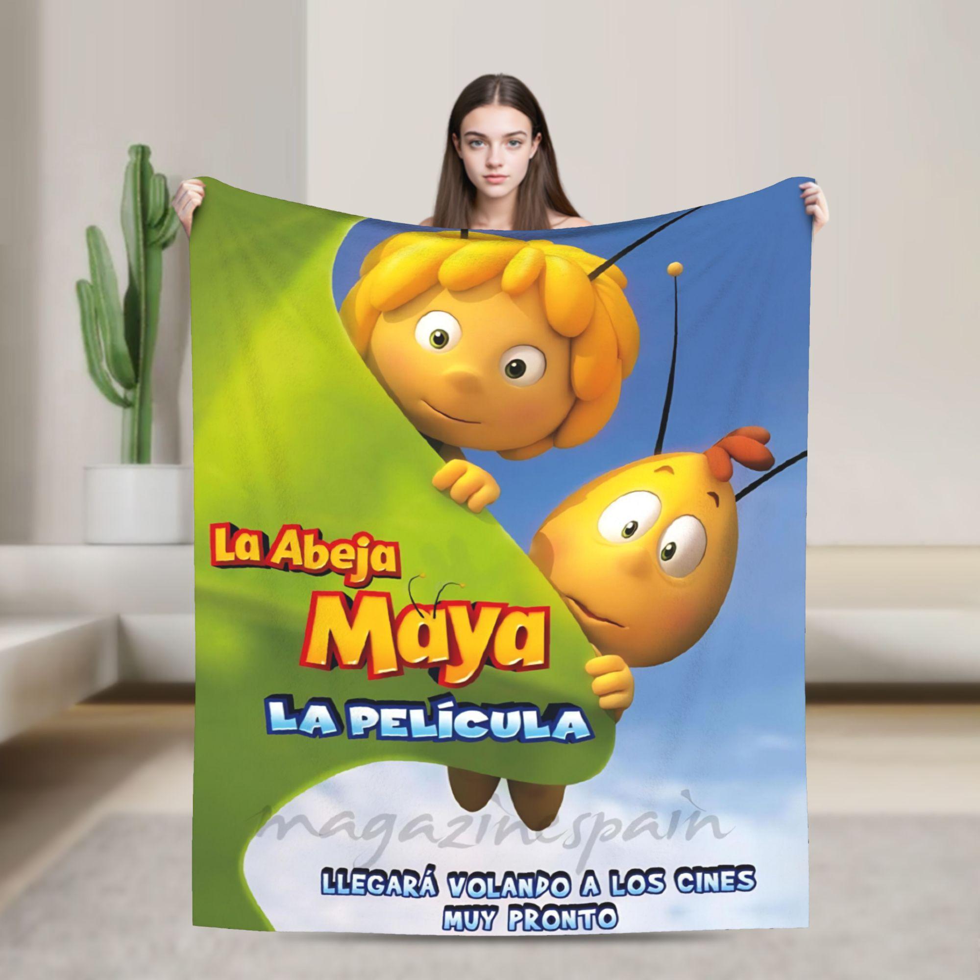 

Maya The Bee With Flowers Cartoon Throw Blanket for Couch Soft Fuzzy Plush Blanket 50x60 Inch Multiple Sizes Bedspreads 100x150cm