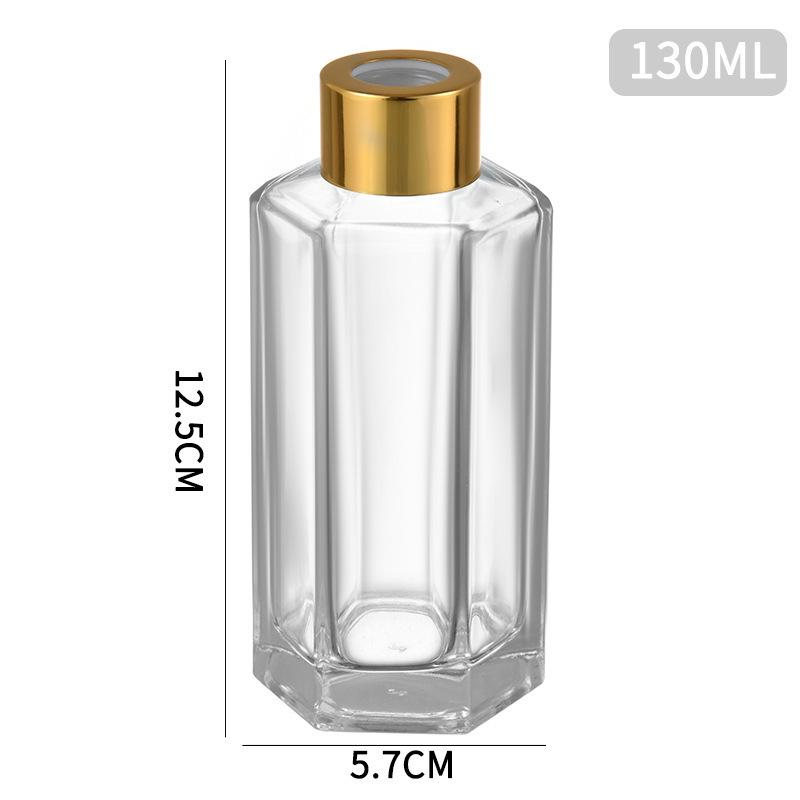 Hexagonal Glass Aromatherapy Bottle - Transparent Flameless Essential Oil Diffuser with Rattan Fragrance Sticks.