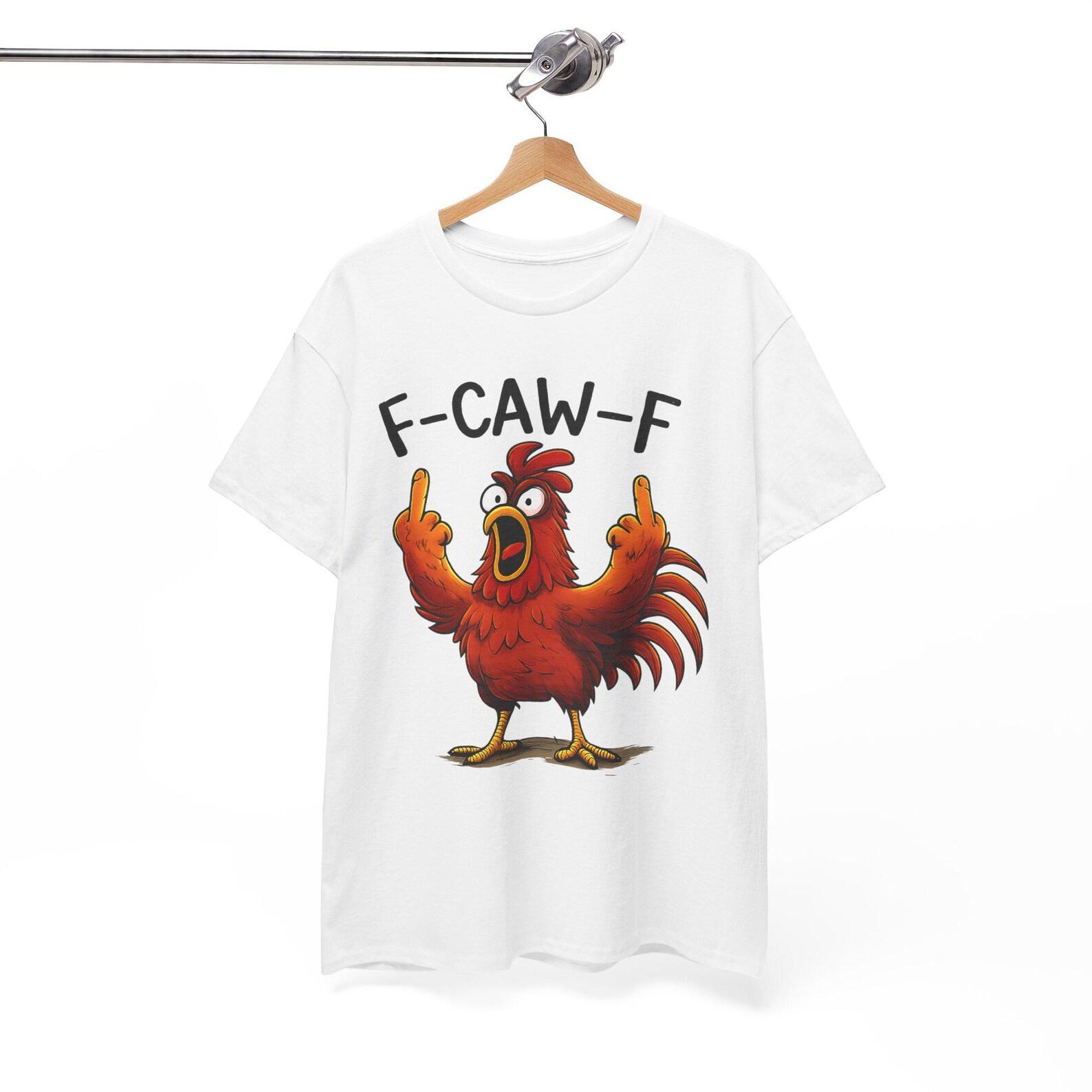 F-CAW-F Angry Rooster Graphic Tee Design - Funny Bird Flip-Off Humor T shirt 3XL