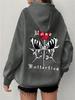 Design Sense Simple Fashion Design Sense Butterfly Rose Printed Hooded Sweater Simple and Versatile