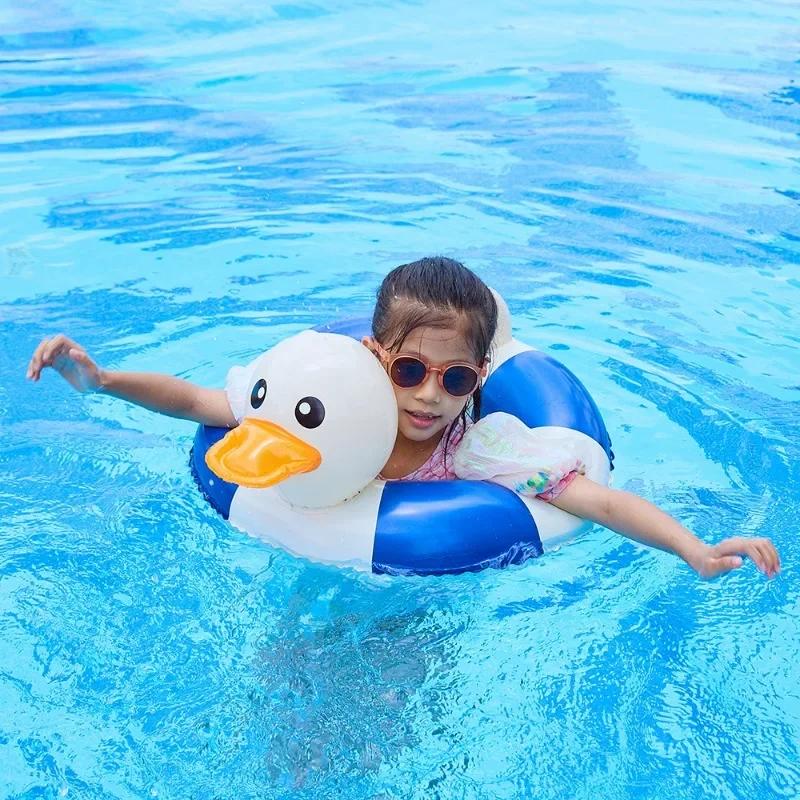 Striped Duck Baby Inflatable Toys PVC Cartoon Thickened Swimming Ring Summer Pool Beach Inflatable Floating Water Toys