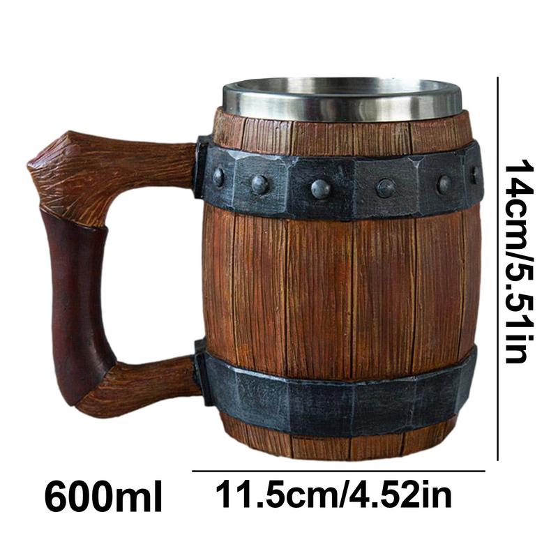 Viking Drinking German Large Wooden Barrel Beer Mug Stainless Steel Barrel Beer Cup Wine Water Glass Large Capacity