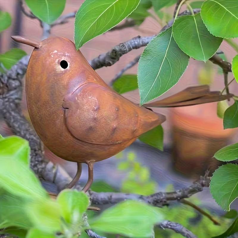 Rustic Iron Art Birds Statue Metal Bird Ornament Outdoor Garden Courtyard Sculpture for Yard Patio Lawn Decor