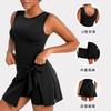 Womens Compression Tennis Skirt With Built-in Shorts Racerback Yoga Dress Running Gym Golf